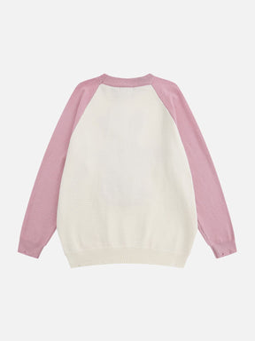 Eprezzy® - Plush Bunny Jacquard Frayed Knit Sweater Streetwear Fashion - eprezzy.com