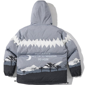 Eprezzy® - Print Forest Stitching Hooded Winter Coat Streetwear Fashion - eprezzy.com