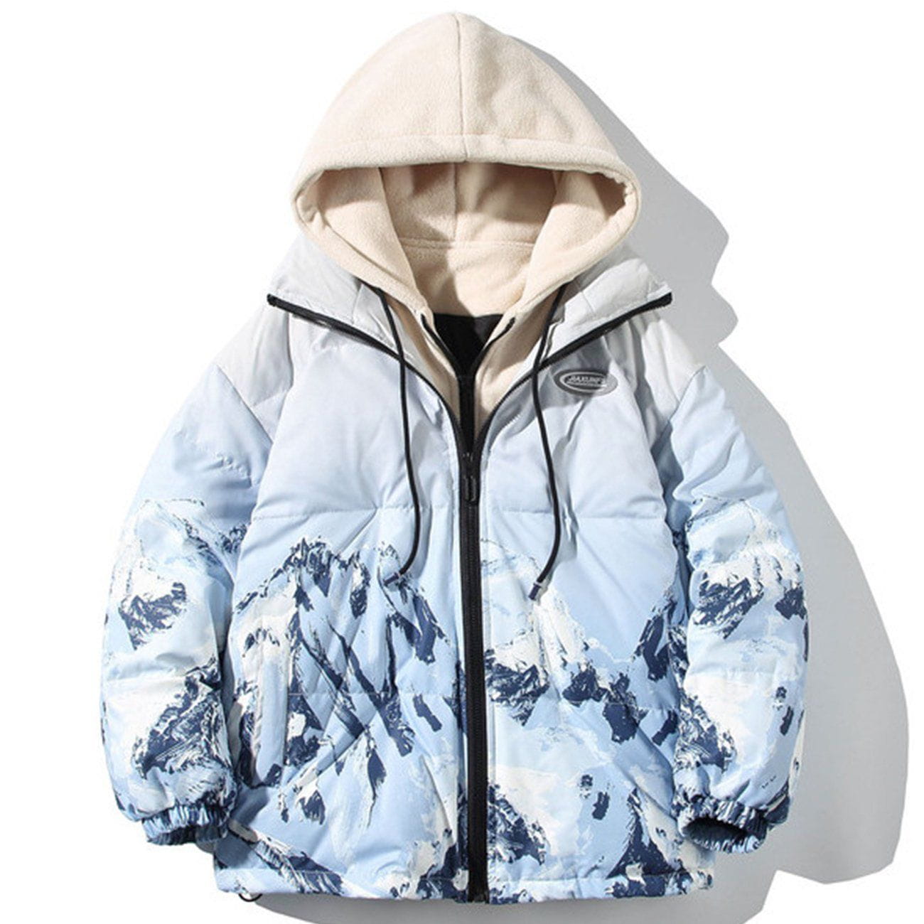 Eprezzy® - Printed Snow Mountain Hooded Puffer Jacket Streetwear Fashion - eprezzy.com