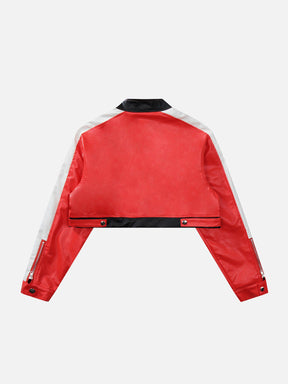 Eprezzy® - Pu Leather Crop Motorcycle Jacket Streetwear Fashion - eprezzy.com