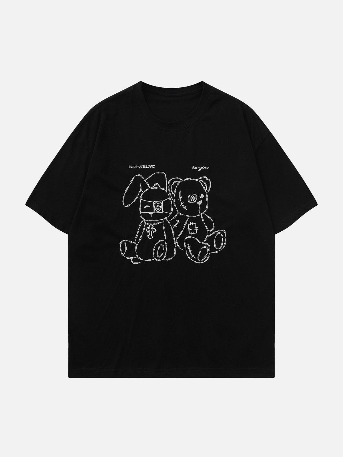 Eprezzy® - Rabbit and Bear Print Tee Streetwear Fashion - eprezzy.com