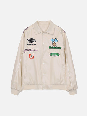 Eprezzy® - Racing Embroidery PU Jacket Streetwear Fashion - eprezzy.com