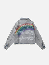 Eprezzy® - Rainbow Letter Print Denim Jacket Streetwear Fashion - eprezzy.com