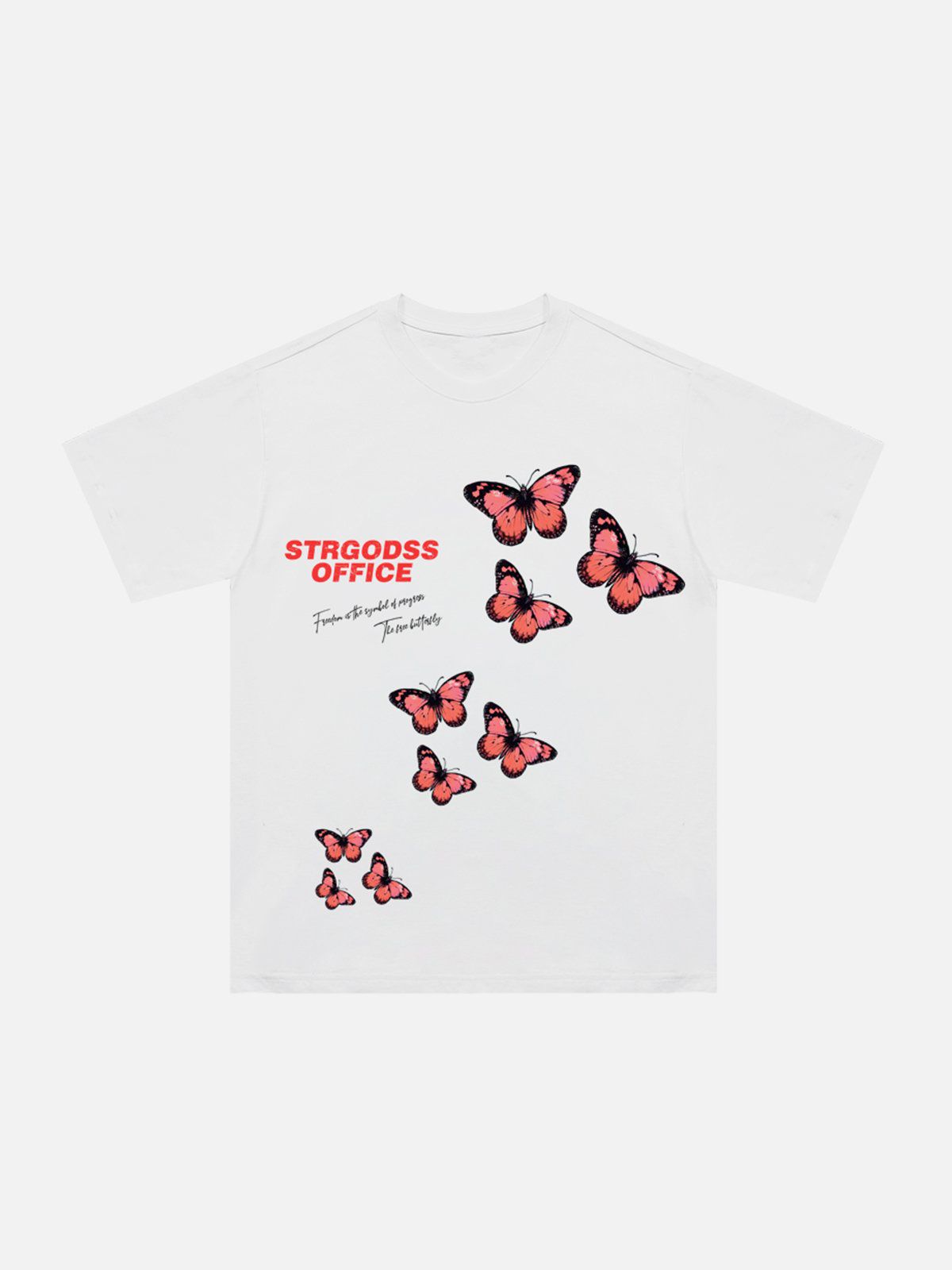Eprezzy® - Red Butterfly Cracked Print Tee Streetwear Fashion - eprezzy.com