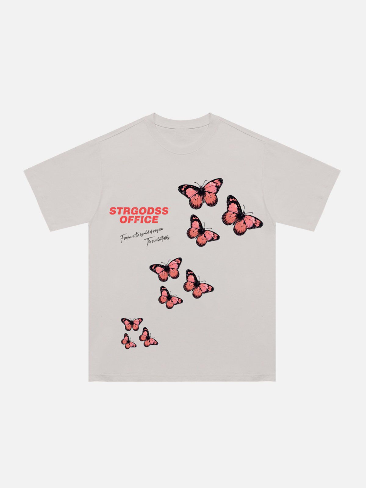Eprezzy® - Red Butterfly Cracked Print Tee Streetwear Fashion - eprezzy.com