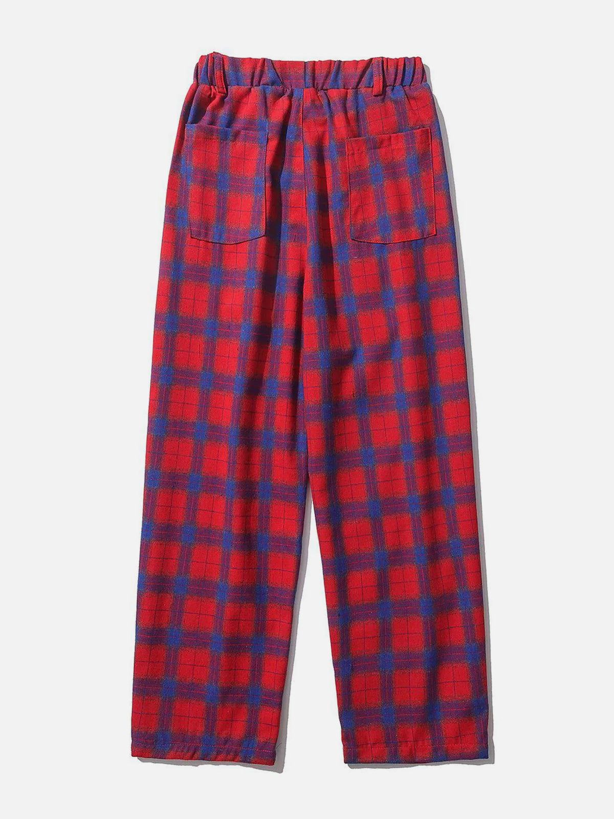 Eprezzy® - Red Plaid Pattern Casual Pants Streetwear Fashion - eprezzy.com