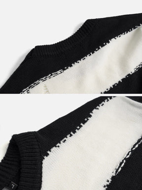 Eprezzy® - Ripped Stripes Jacquard Knit Sweater Streetwear Fashion - eprezzy.com