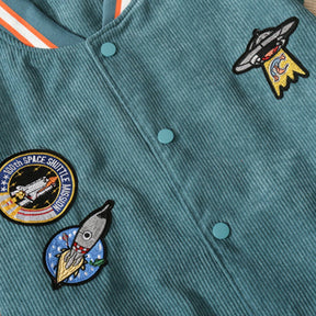 Eprezzy® - Rocket Spaceship Labeled Embroidery Corduroy Jacket Streetwear Fashion - eprezzy.com