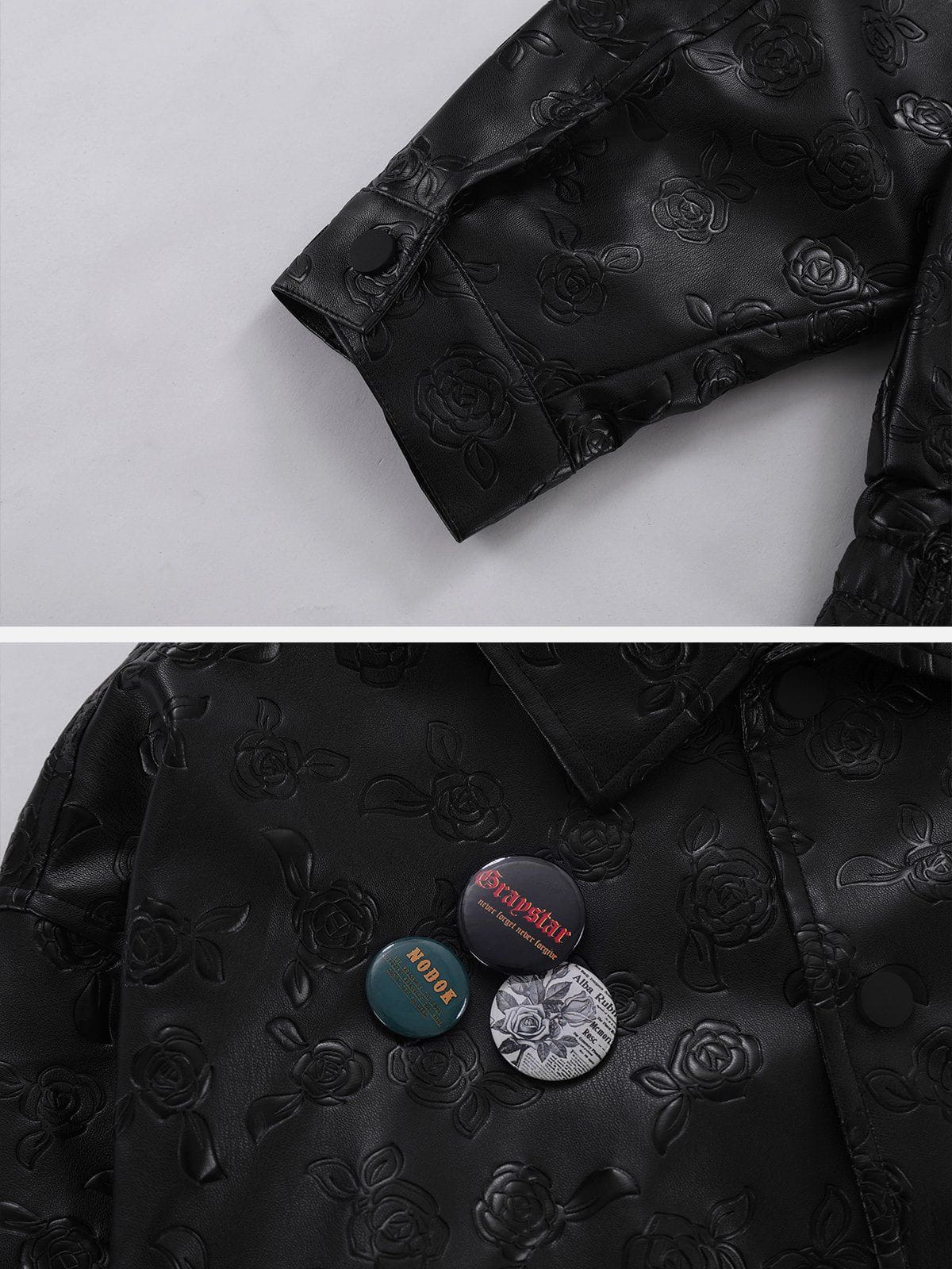 Eprezzy® - Rose Embroidery Brooch Jacket Streetwear Fashion - eprezzy.com