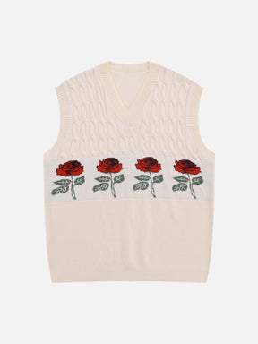 Eprezzy® - Rose Pattern Sweater Vest Streetwear Fashion - eprezzy.com