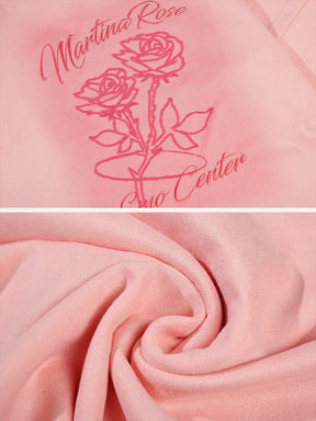 Eprezzy® - Rose Print Suede Sweatshirt Streetwear Fashion - eprezzy.com