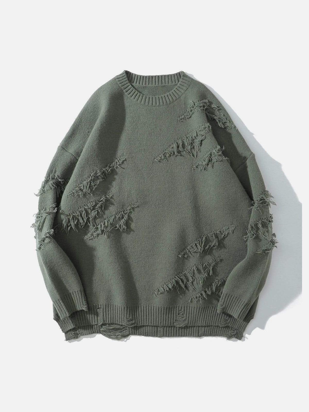 Eprezzy® - "Rwoiut" Fringed Design Sweater Streetwear Fashion - eprezzy.com