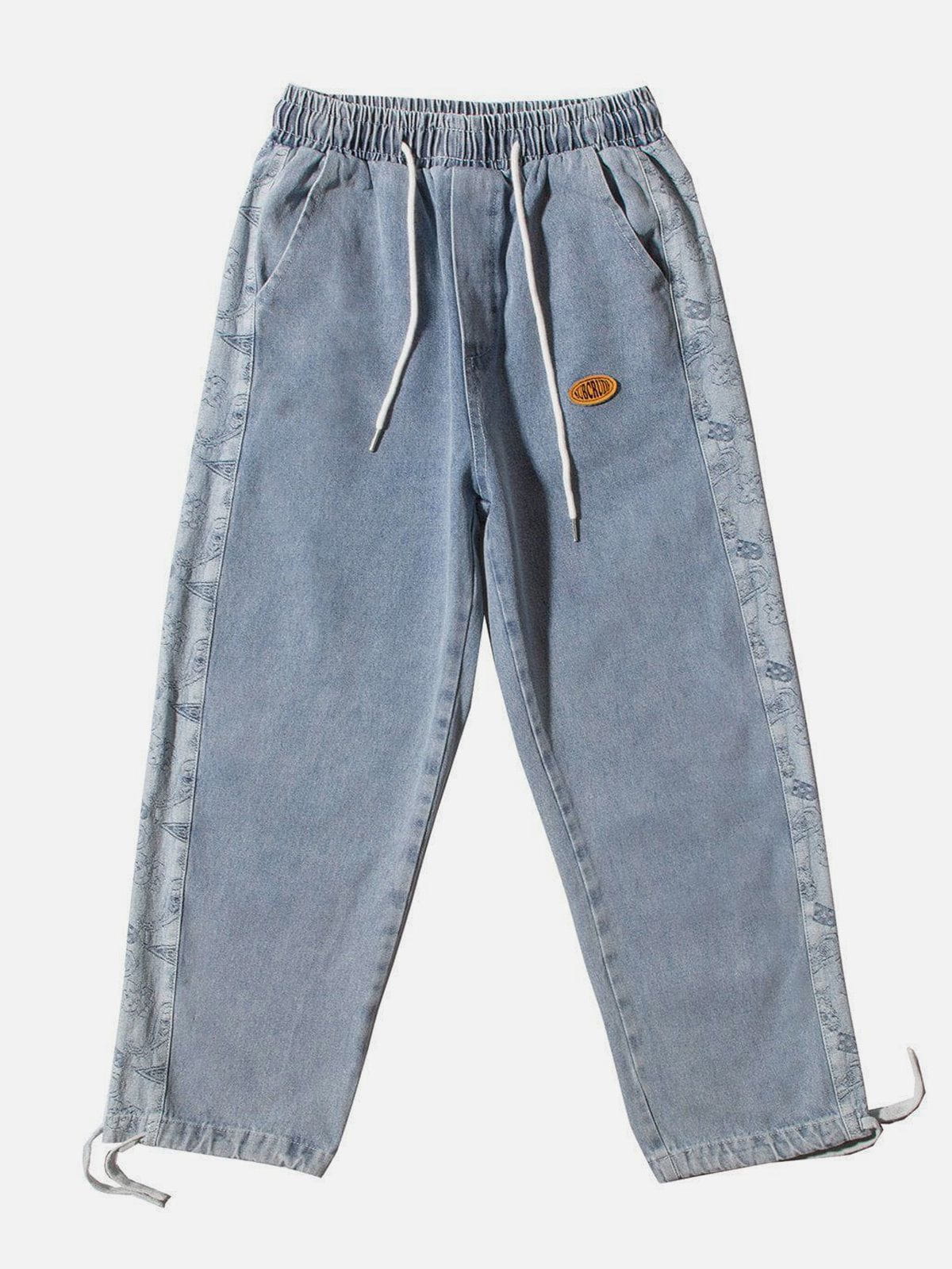 Eprezzy® - Side Bandana Embroidered Jeans Streetwear Fashion - eprezzy.com
