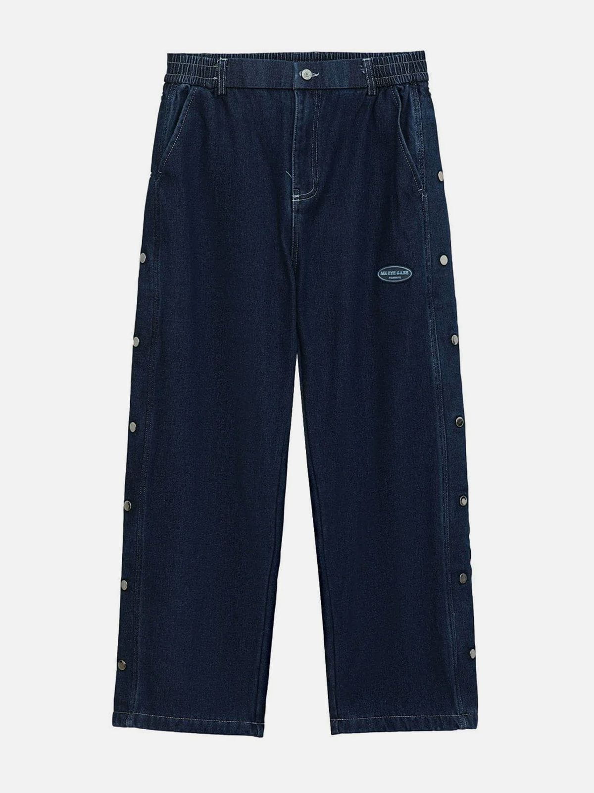 Eprezzy® - Side Buttoned Label Jeans Streetwear Fashion - eprezzy.com
