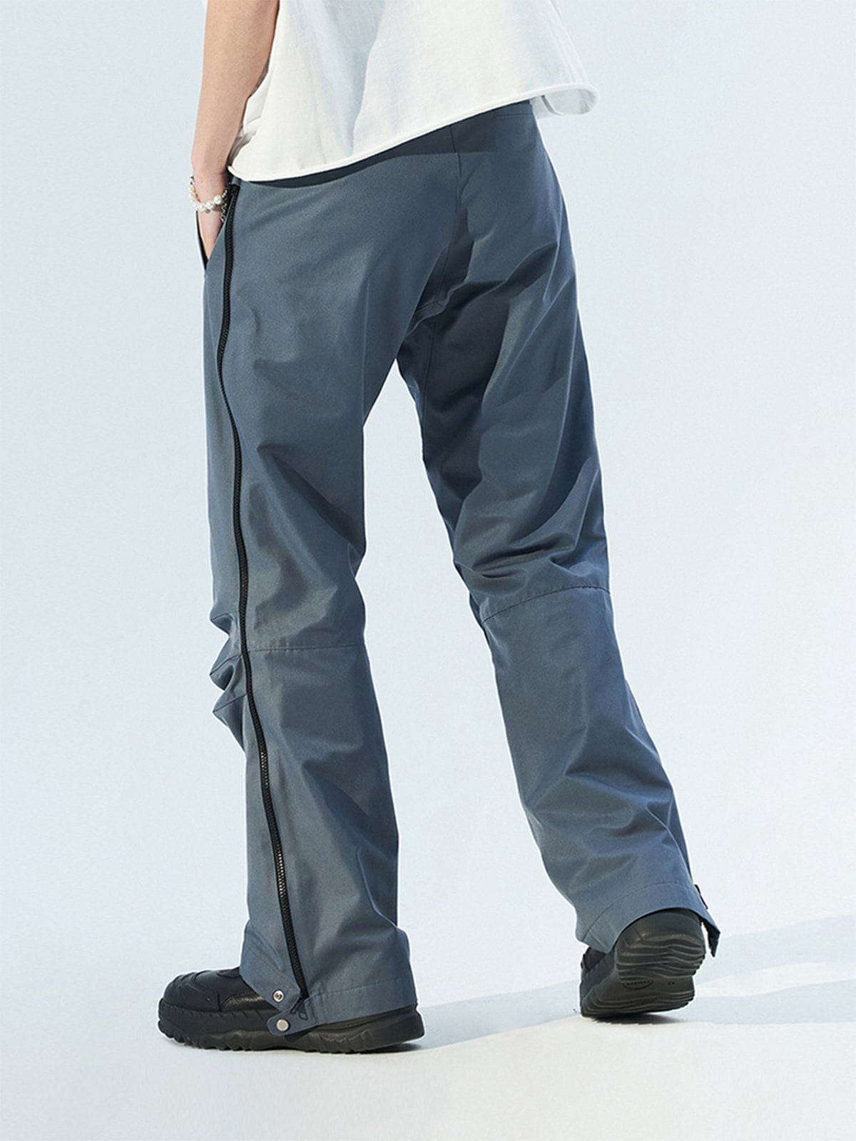 Eprezzy® - Side Zip Pleated Webbing Pants Streetwear Fashion - eprezzy.com