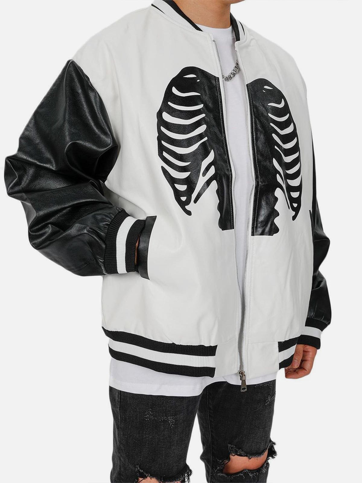 Eprezzy® - Skeleton Zip Up Varsity Jacket Streetwear Fashion - eprezzy.com