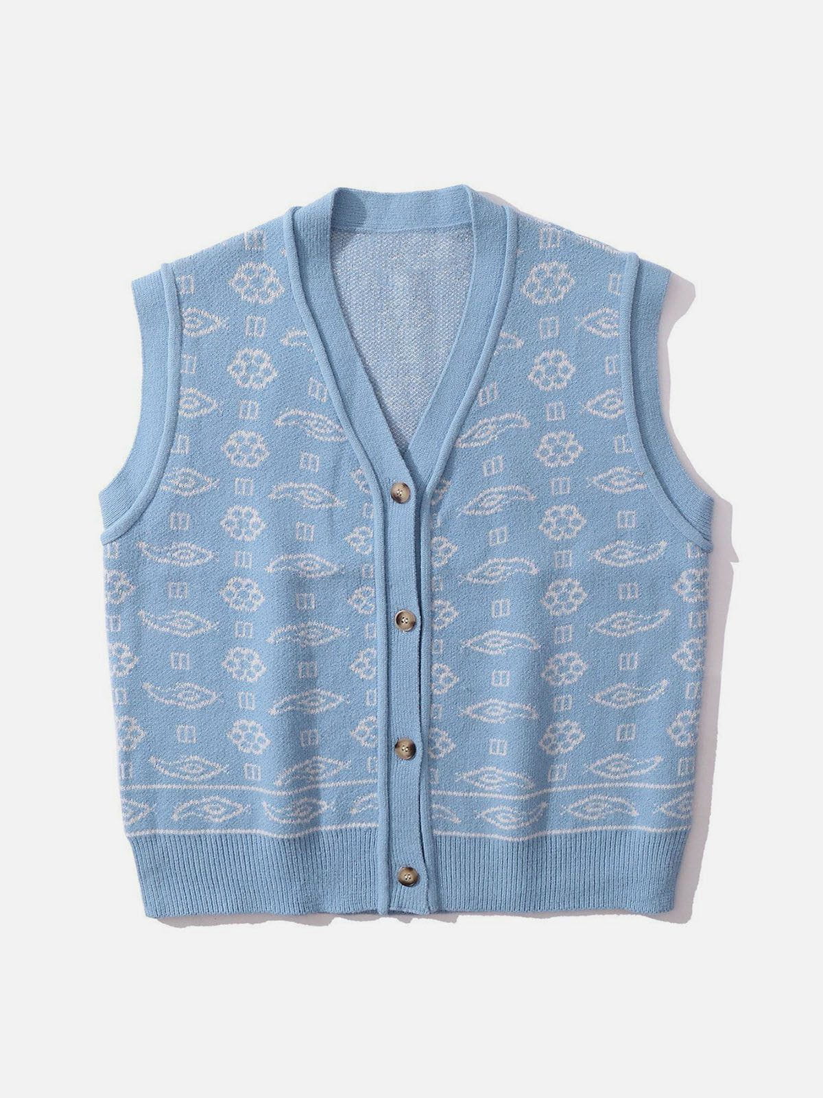 Eprezzy® - Small Flower Pattern Knit Sweater Vest Streetwear Fashion - eprezzy.com