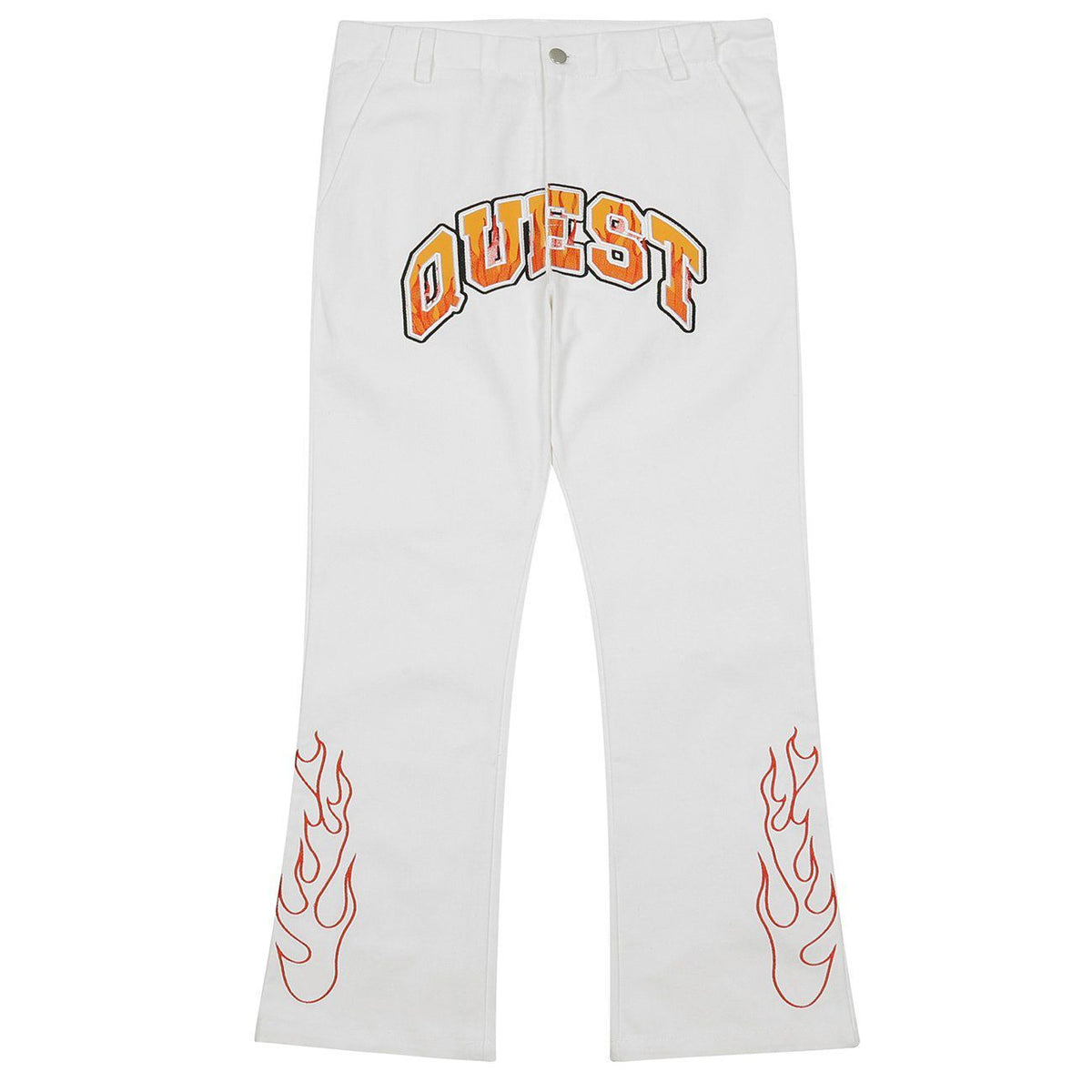 Eprezzy® - Solid Color Flame Embroidery Pants Streetwear Fashion - eprezzy.com
