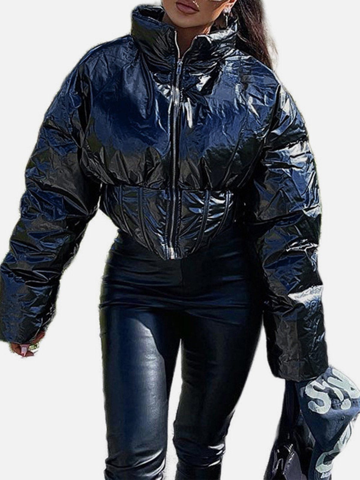 Eprezzy® - Solid Color Gloss Water Resistant Short Winter Coat Streetwear Fashion - eprezzy.com
