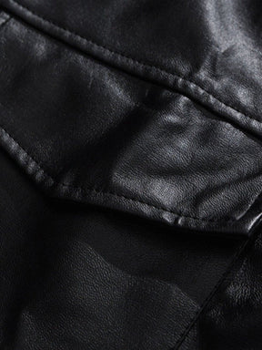 Eprezzy® - Solid Color Lapel PU Jacket Streetwear Fashion - eprezzy.com