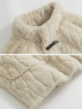 Eprezzy® - Solid Color Ox Horn Clasp Winter Coat Streetwear Fashion - eprezzy.com