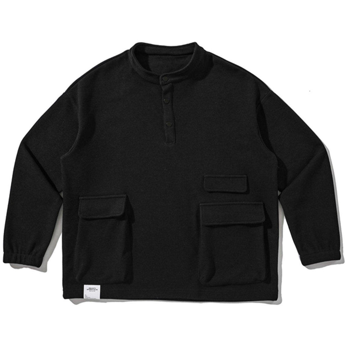 Eprezzy® - Solid Color Pocket Sweatshirt Streetwear Fashion - eprezzy.com