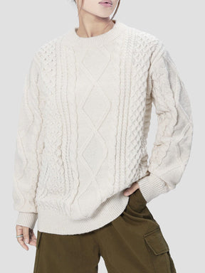 Eprezzy® - Solid Color Woven Pattern Knit Sweater Streetwear Fashion - eprezzy.com