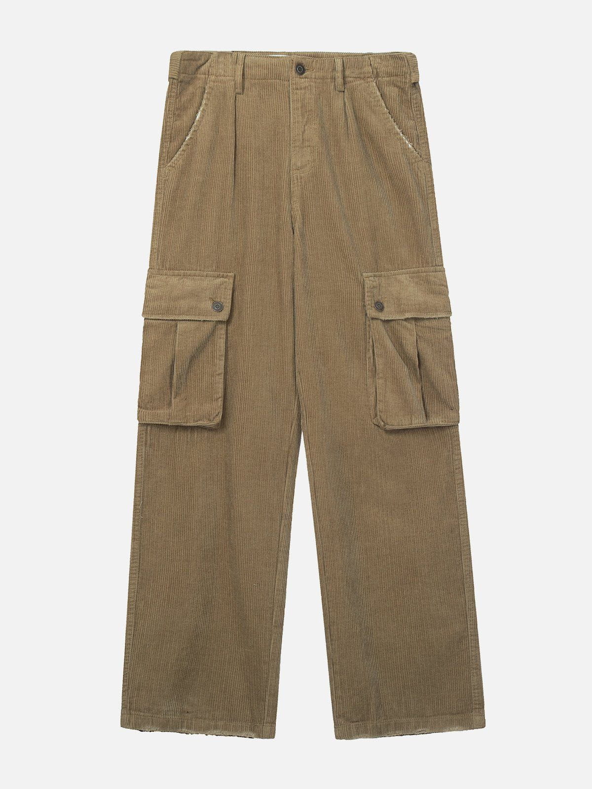 Eprezzy® - Solid Corduroy Multi Pocket Cargo Pants Streetwear Fashion - eprezzy.com