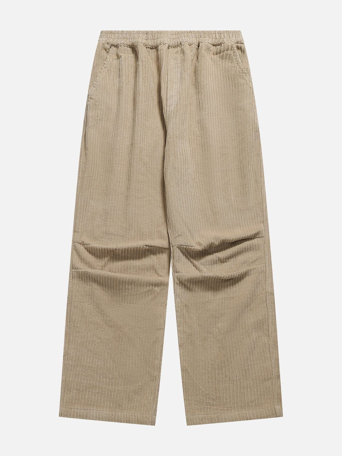 Eprezzy® - Solid Corduroy Straight Pants Streetwear Fashion - eprezzy.com
