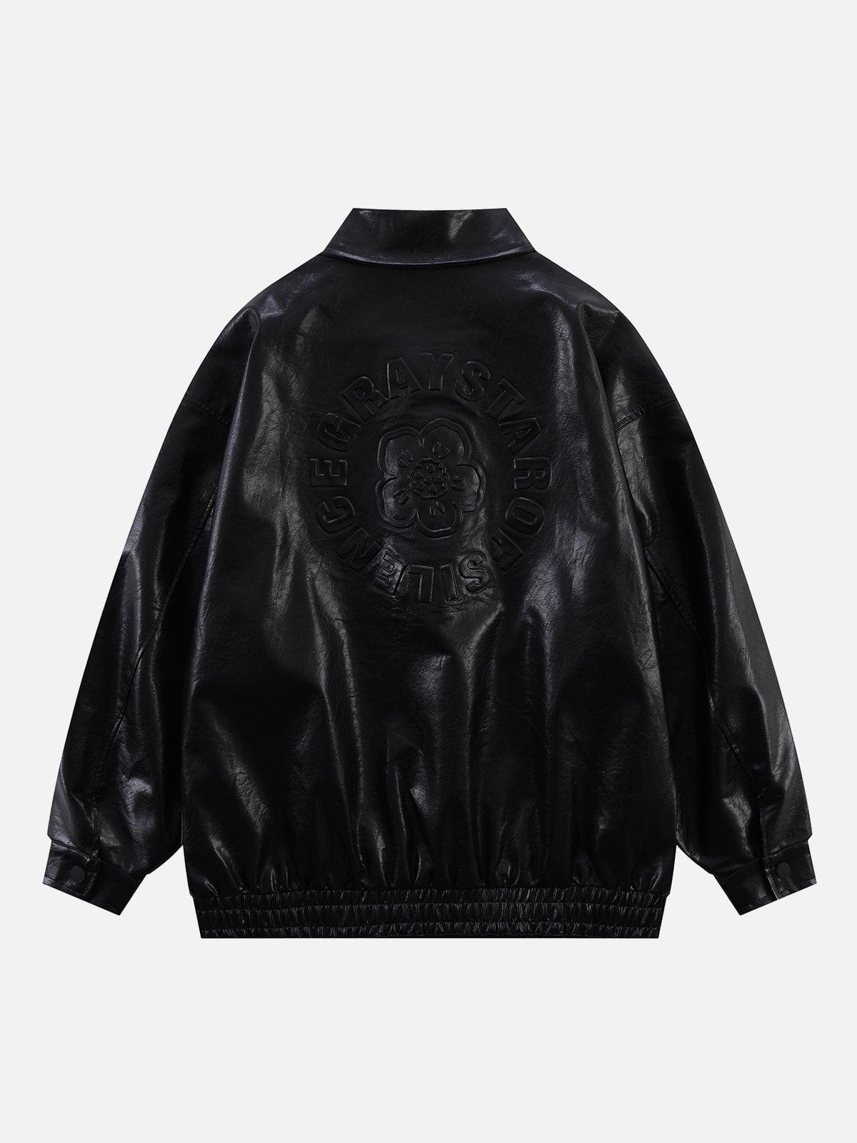 Eprezzy® - Solid Embossed Print Leather Jacket Streetwear Fashion - eprezzy.com