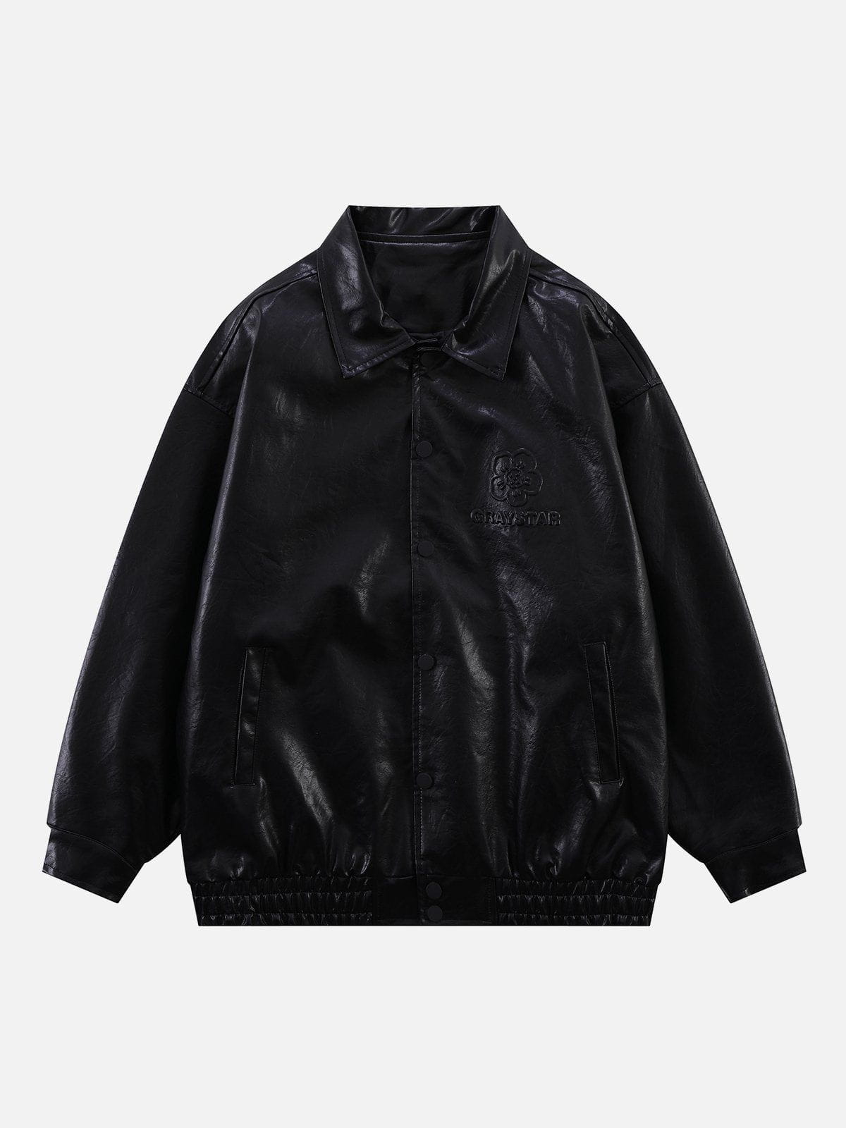Eprezzy® - Solid Embossed Print Leather Jacket Streetwear Fashion - eprezzy.com