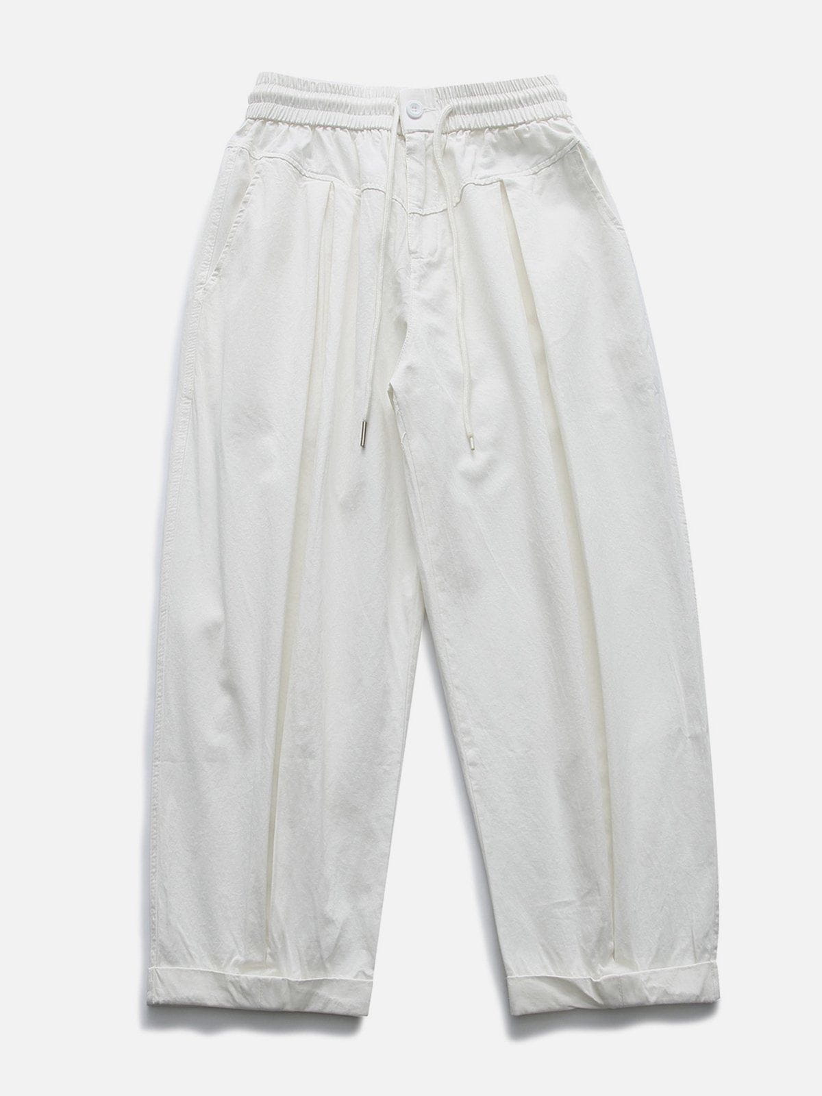 Eprezzy® - Solid Fold Drawstring Cargo Pants Streetwear Fashion - eprezzy.com