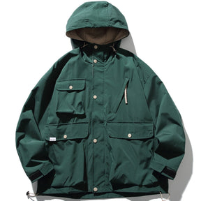 Eprezzy® - Solid Multi-pocket Cargo Hooded Jacket Streetwear Fashion - eprezzy.com