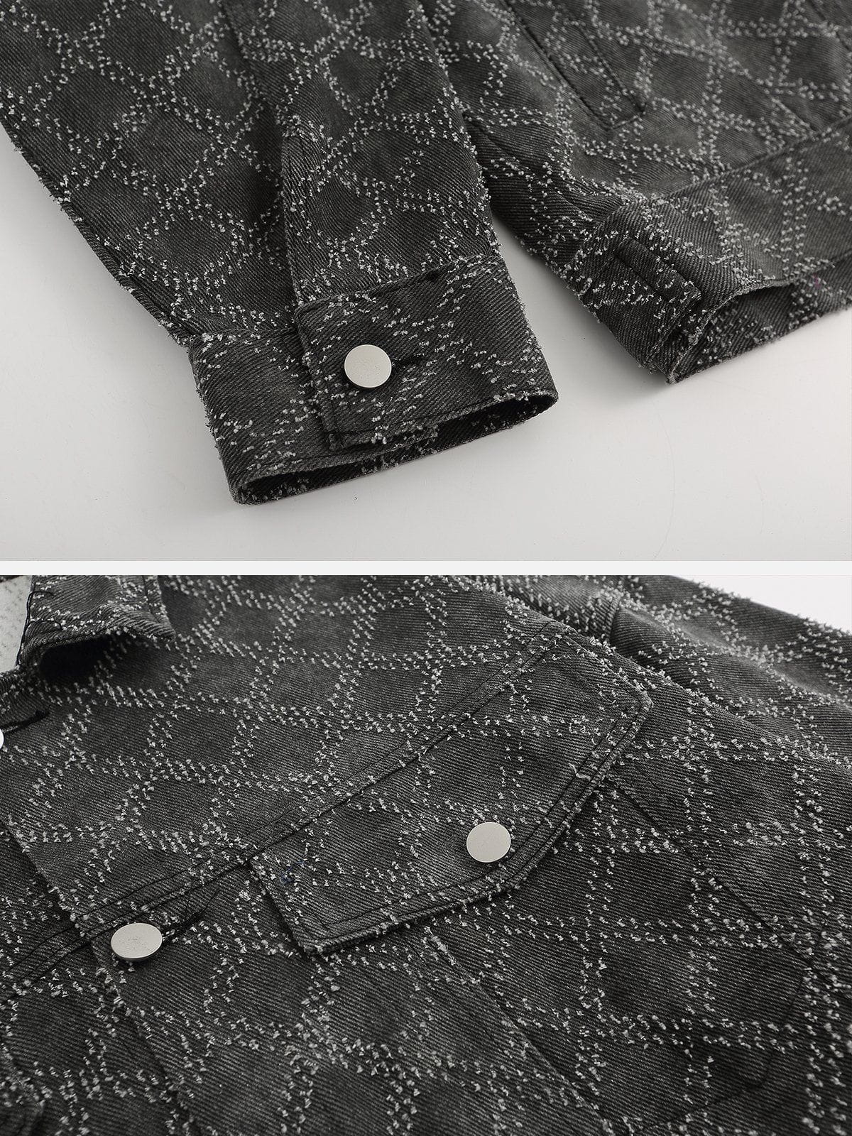 Eprezzy® - Solid Plaid Denim Jacket Streetwear Fashion - eprezzy.com