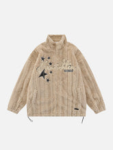 Eprezzy® - Solid Star Embroidered Sherpa Coat Streetwear Fashion - eprezzy.com