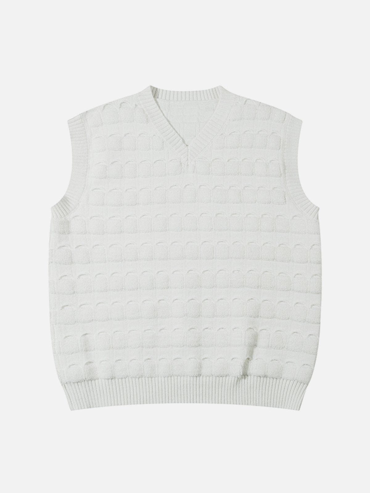 Eprezzy® - Solid Woven Stripe Sweater Vest Streetwear Fashion - eprezzy.com