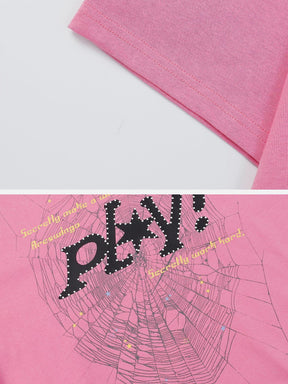 Eprezzy® - Spider Web Letter Print Tee Streetwear Fashion - eprezzy.com