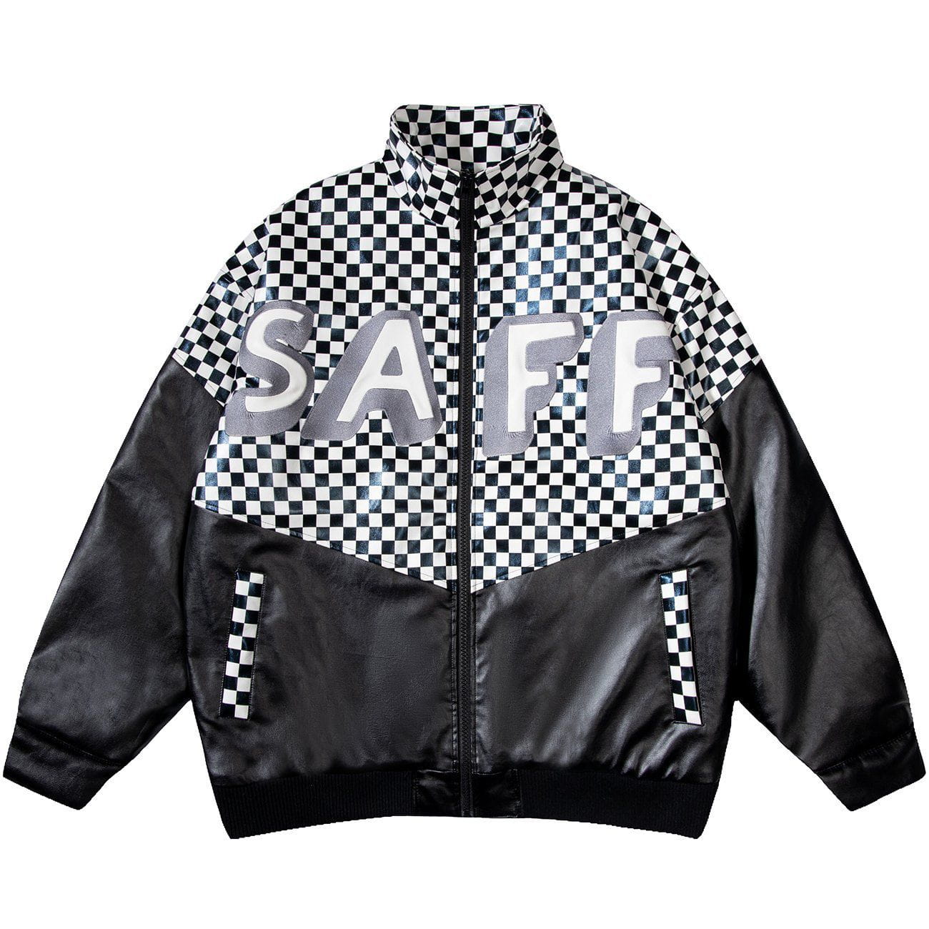 Eprezzy® - Splicing Checkerboard PU Winter Coat Streetwear Fashion - eprezzy.com