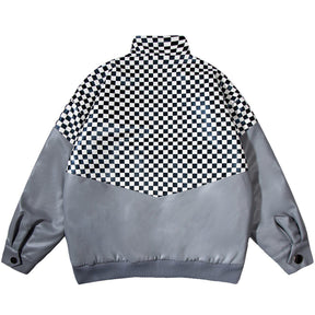 Eprezzy® - Splicing Checkerboard PU Winter Coat Streetwear Fashion - eprezzy.com