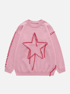 Eprezzy® - Star Contrast Color Seam Sweater Streetwear Fashion - eprezzy.com