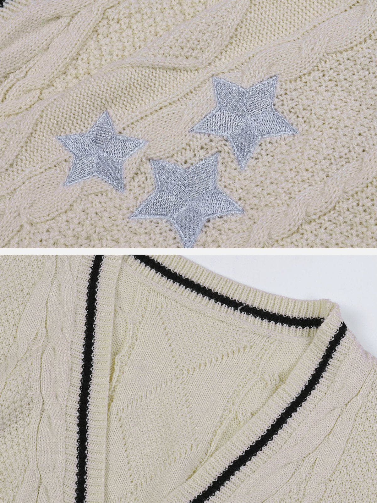 Eprezzy® - Star Embroidered Cardigan Streetwear Fashion - eprezzy.com