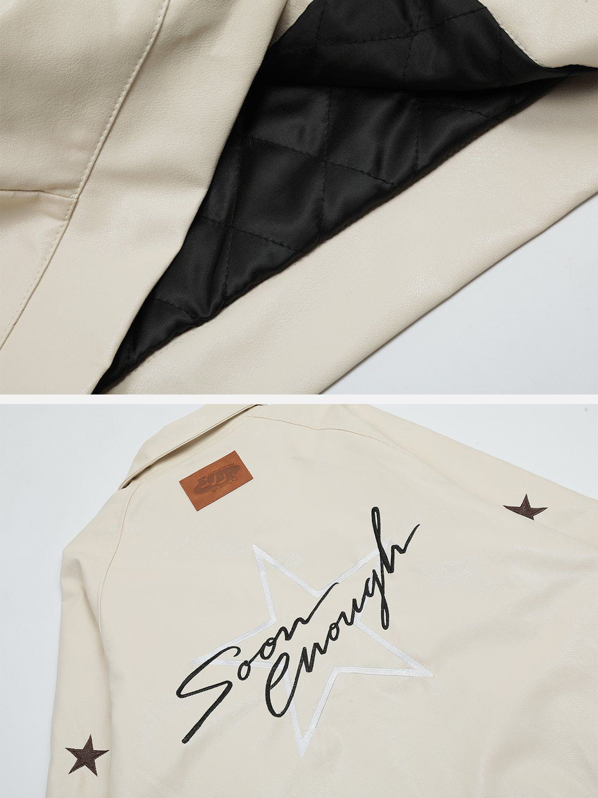 Eprezzy® - Star Embroidery Leather Jacket Streetwear Fashion - eprezzy.com