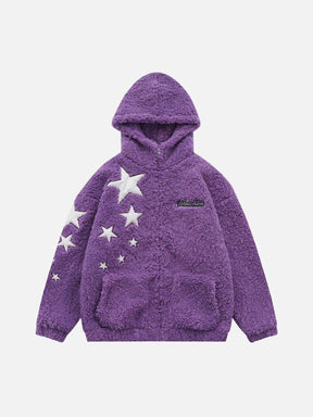 Eprezzy® - Star Embroidery Sherpa Coat Streetwear Fashion - eprezzy.com