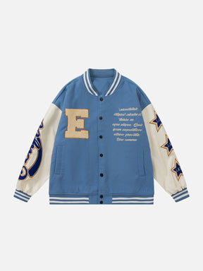 Eprezzy® - Star Flocking Print Varsity Jacket Streetwear Fashion - eprezzy.com
