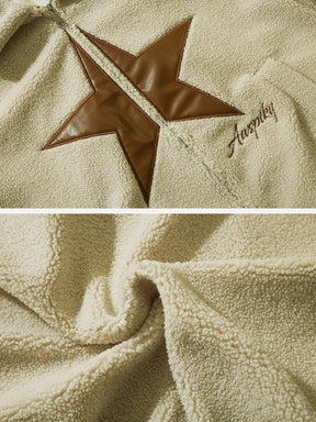 Eprezzy® - Star Patch Sherpa Jacket Streetwear Fashion - eprezzy.com