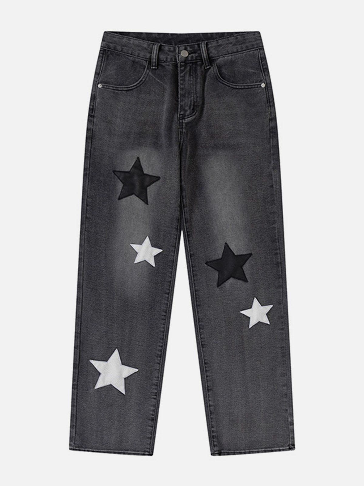 Eprezzy® - Star Patchwork Collision Color Jeans Streetwear Fashion - eprezzy.com