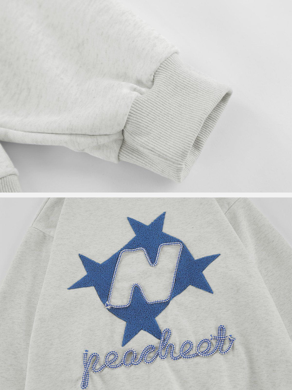 Eprezzy® - Star Terry Embroidered Sweatshirt Streetwear Fashion - eprezzy.com