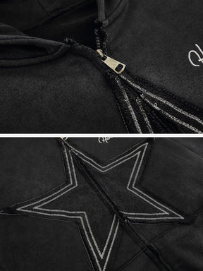 Eprezzy® - Star Washed Zip-up Hoodie Streetwear Fashion - eprezzy.com