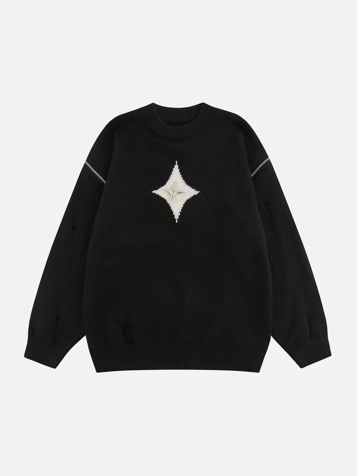 Eprezzy® - Star ZIP Hole Sweater Streetwear Fashion - eprezzy.com