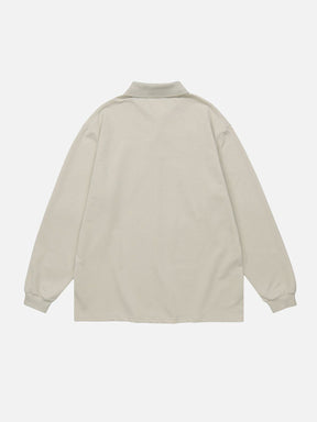 Eprezzy® - Stitching Color Polo Collar Sweatshirt Streetwear Fashion - eprezzy.com